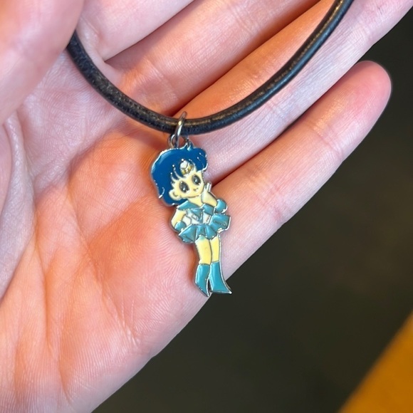 Vegan Leather Sailor Mercury Choker – Sailor Moon Anime Necklace - Picture 1 of 2